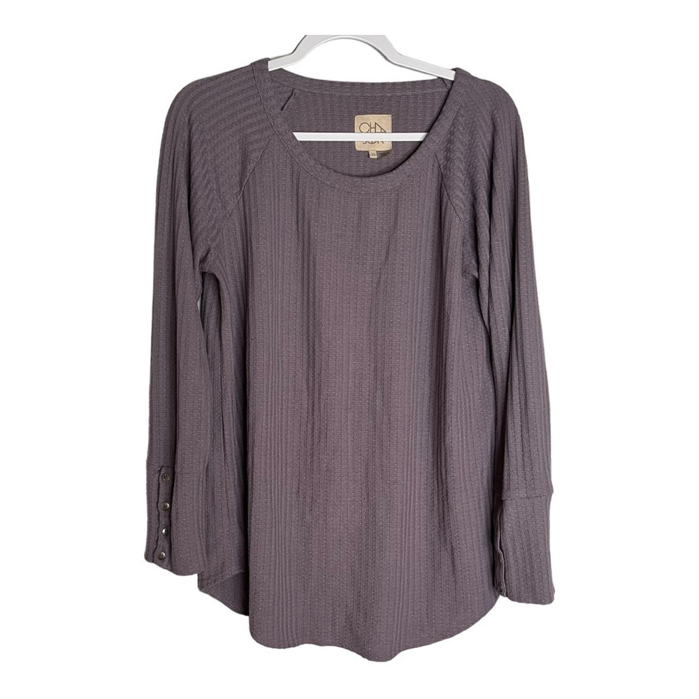 Chaser Purple Waffle Knit Thermal Tunic Top Size XL Long Sleeve.